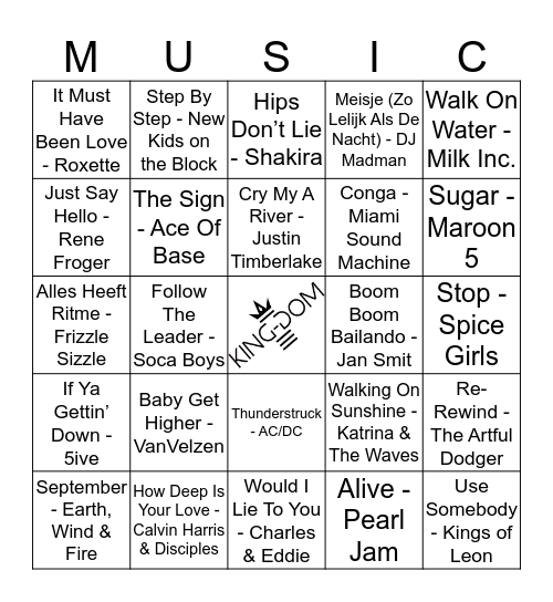 King-Dom 402 Bingo Card
