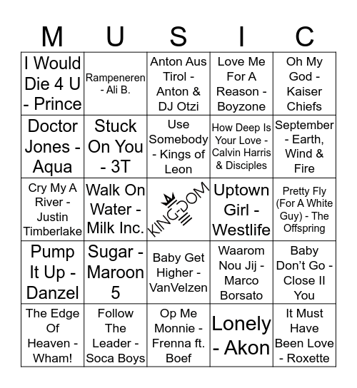 King-Dom 403 Bingo Card