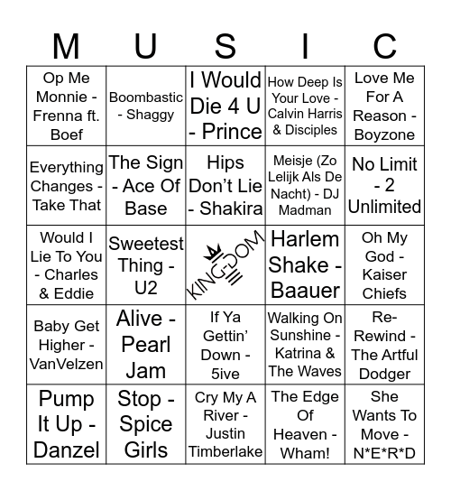 King-Dom 404 Bingo Card