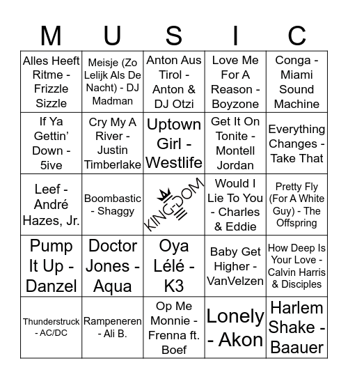 King-Dom 406 Bingo Card