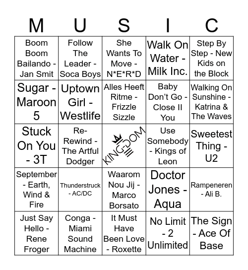 King-Dom 407 Bingo Card