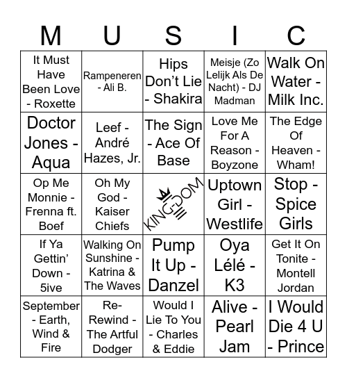 King-Dom 409 Bingo Card