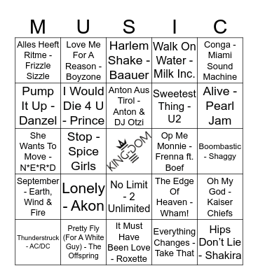King-Dom 412 Bingo Card