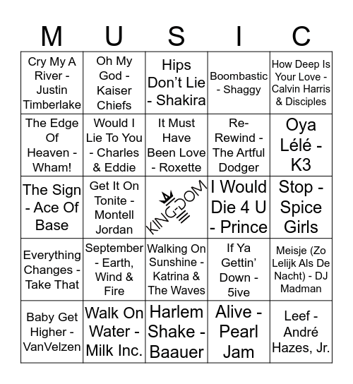 King-Dom 414 Bingo Card