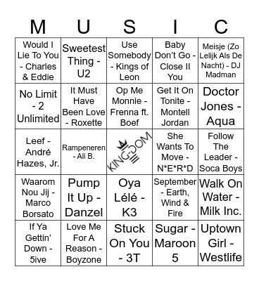 King-Dom 416 Bingo Card