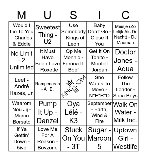 King-Dom 416 Bingo Card