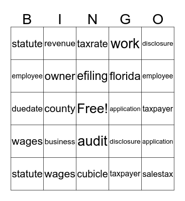 Revenue BINGO Card