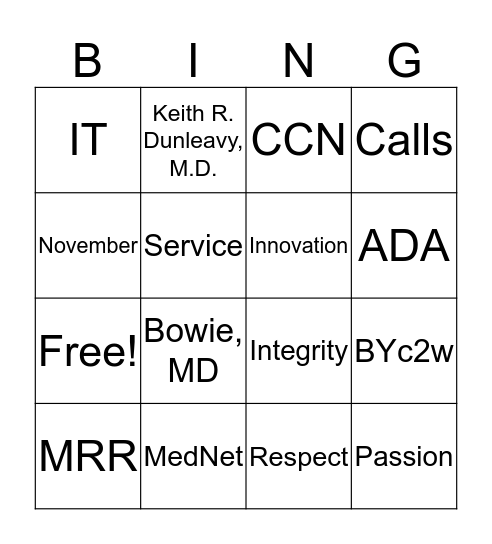 Inovalon Bingo Card