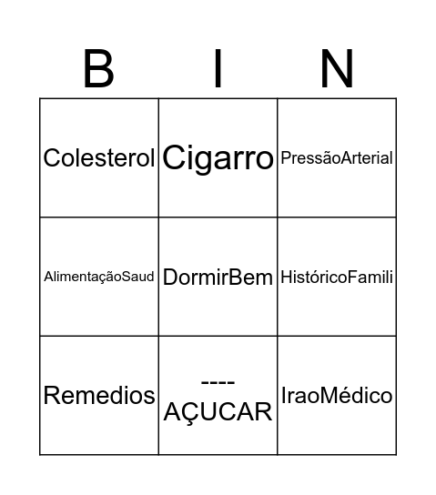 Bingo do Coração Bingo Card