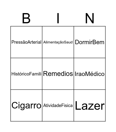 Bingo do Coração Bingo Card