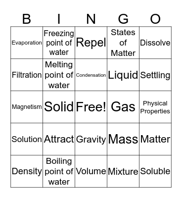 Matter Bingo Card
