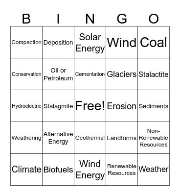 Earth (1 of 2) Bingo Card
