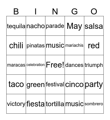 Happy Cinco de Mayo Bingo Card