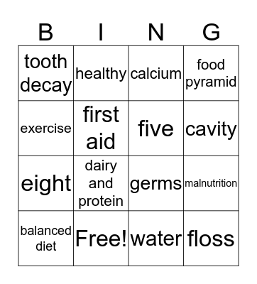 HEALTH BINGO Card