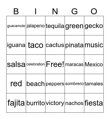 Happy Cinco de Mayo  Bingo Card