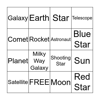 Space Bingo Card