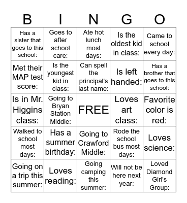 End of The Year Bingo Card