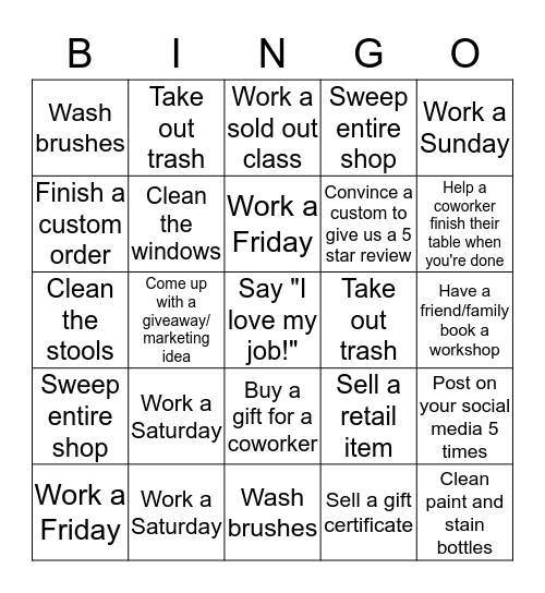 May AR Workshop Bingo Card