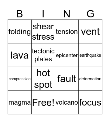 6.10D Vocabulary Bingo Card