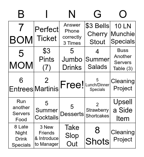 Server Bingo Card