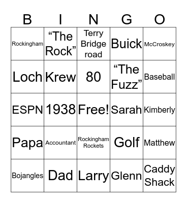 Larry's Birthday Bingo Card