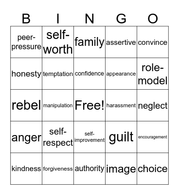 Peer Pressure  Bingo Card