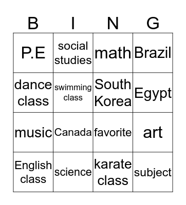 green unit 8 Bingo Card