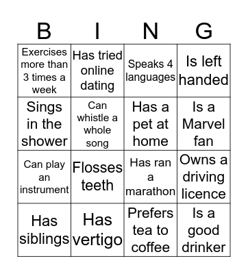 Find someone who..... Bingo Card