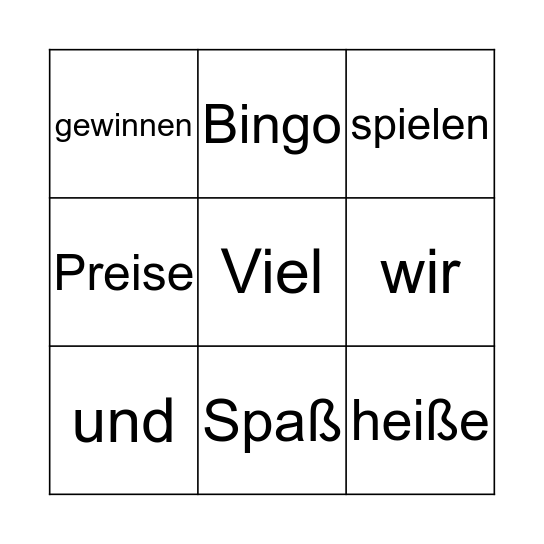 Unser Bingo Card