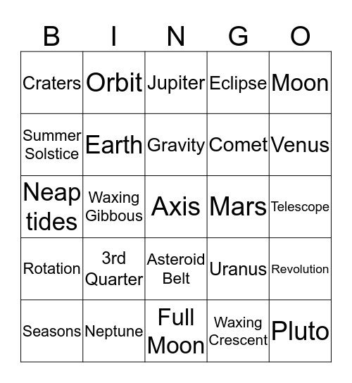 Astronomy SAYLOR Bingo Card