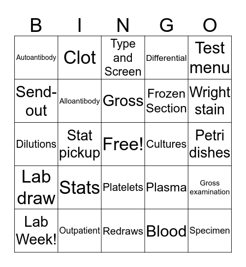 Lab Week Bingo Card