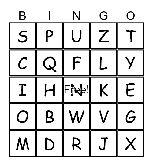 alphabet 2 Bingo Card