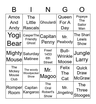 A Blast From The Past Bingo Card