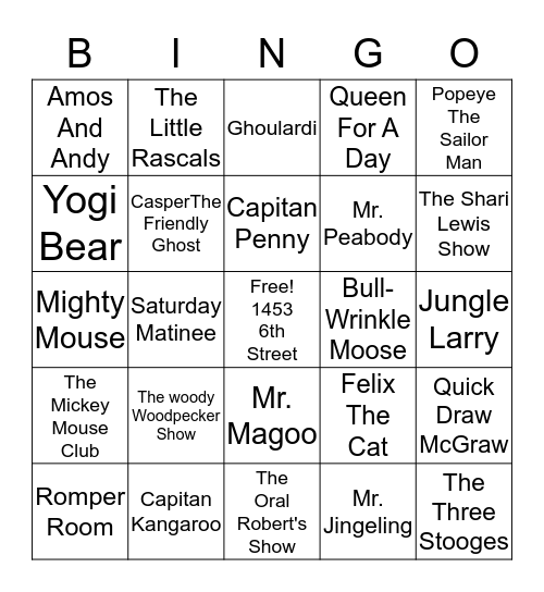 A Blast From The Past Bingo Card