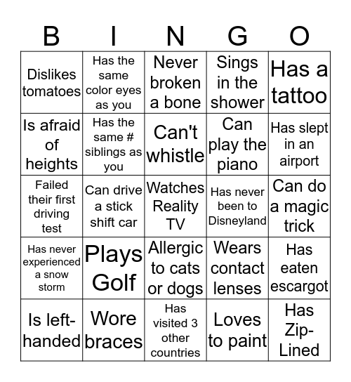 California SIU Team Bingo Card