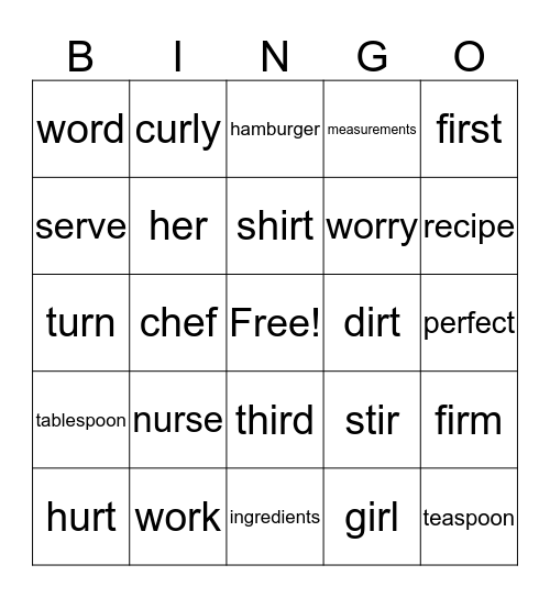 Lesson 15, 3rd Grade Bingo Card