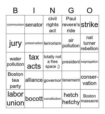 totally not a bingo game ;} Bingo Card