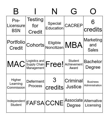 Friday Friyay Bingo Card