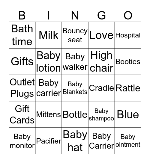 DANIELLE'S BABY SHOWER  Bingo Card