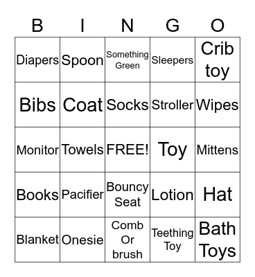 Baby Shower Bingo Card