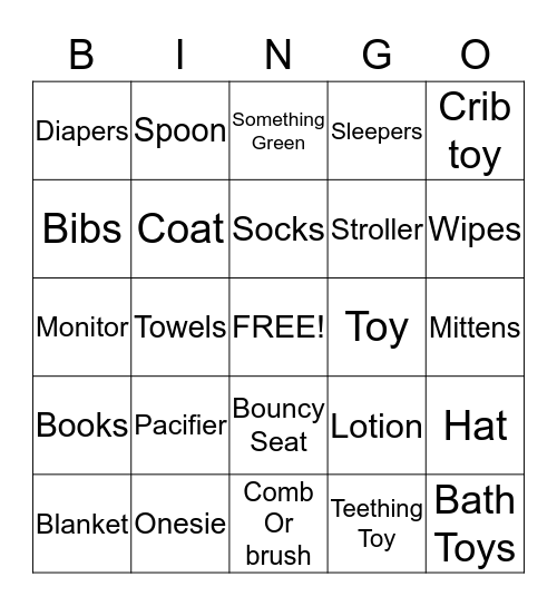 Baby Shower Bingo Card