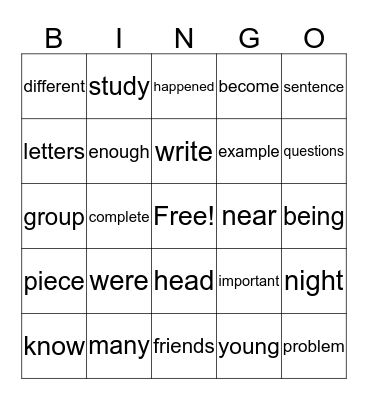 Bingo! Bingo Card