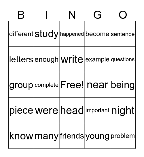 Bingo! Bingo Card