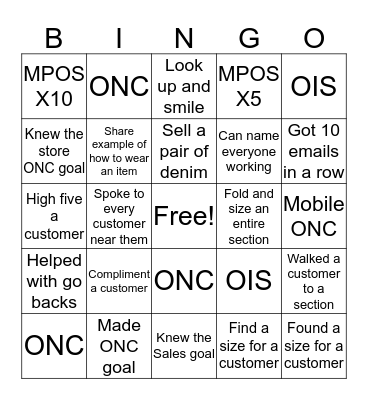 Weekend BINGO Card