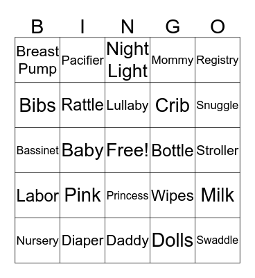 It's a Girl! Bingo Card