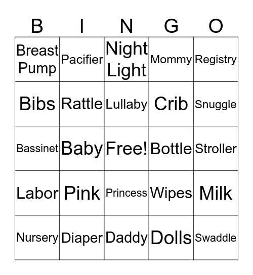 It's a Girl! Bingo Card