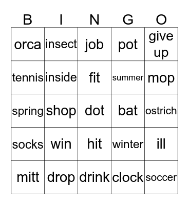 K02 U2 C15 Bingo Card