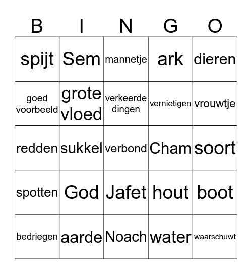 De ark van Noach Bingo Card
