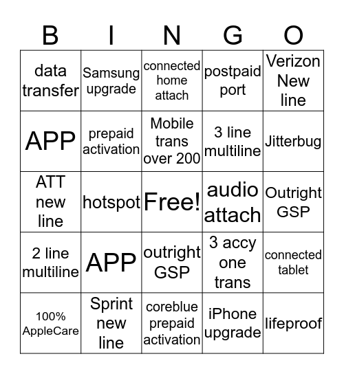 Mobile Bingo Card