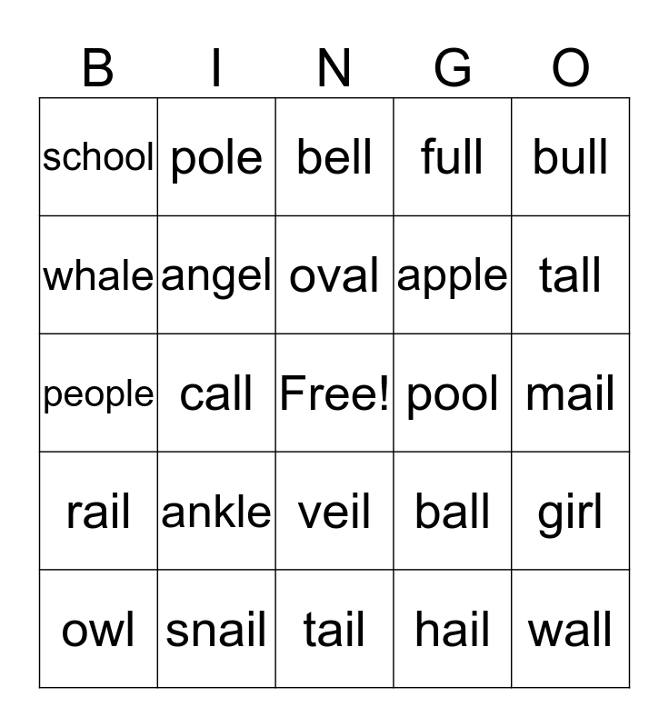 words-ending-in-l-bingo-card